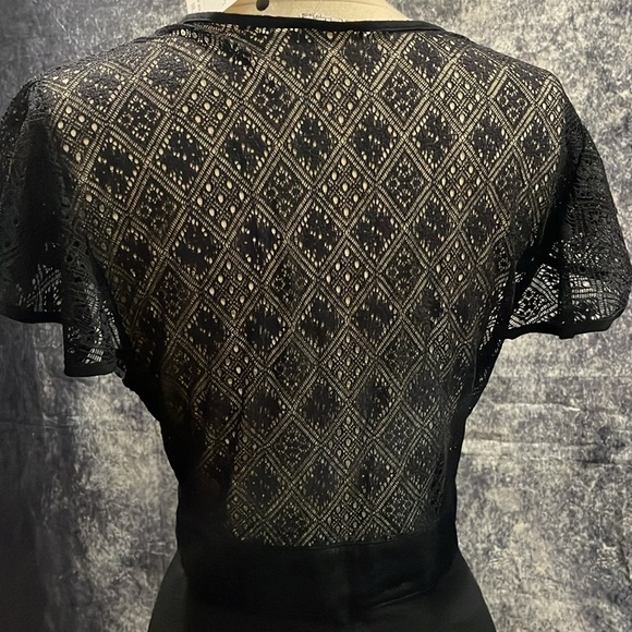 NWT Intimately Free People v-neck crochet lace back mini dress flutter sleeves - Picture 4 of 5